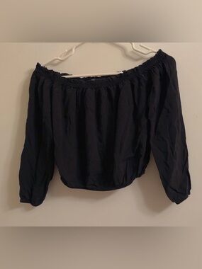 Brandy Melville Black Off-Shoulder Long Sleeve Top